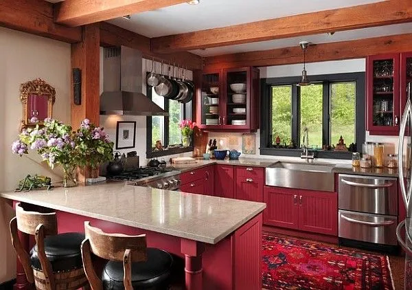 11128 rustic red kitchen overview